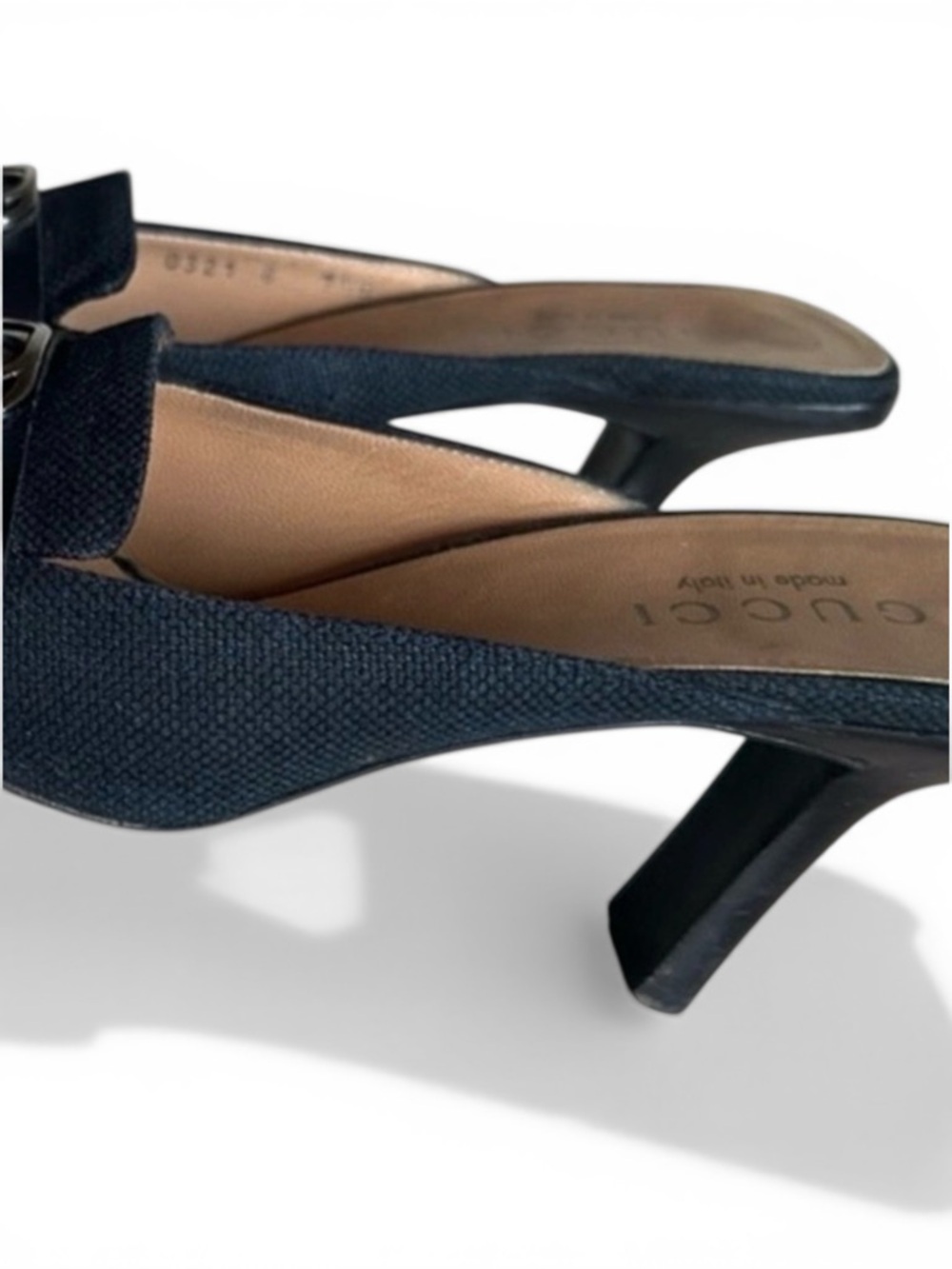 Auth Gucci Black square toe Loafer Mule kitten heel 7.5 vintage retro 90s y2k - Picture 9 of 12